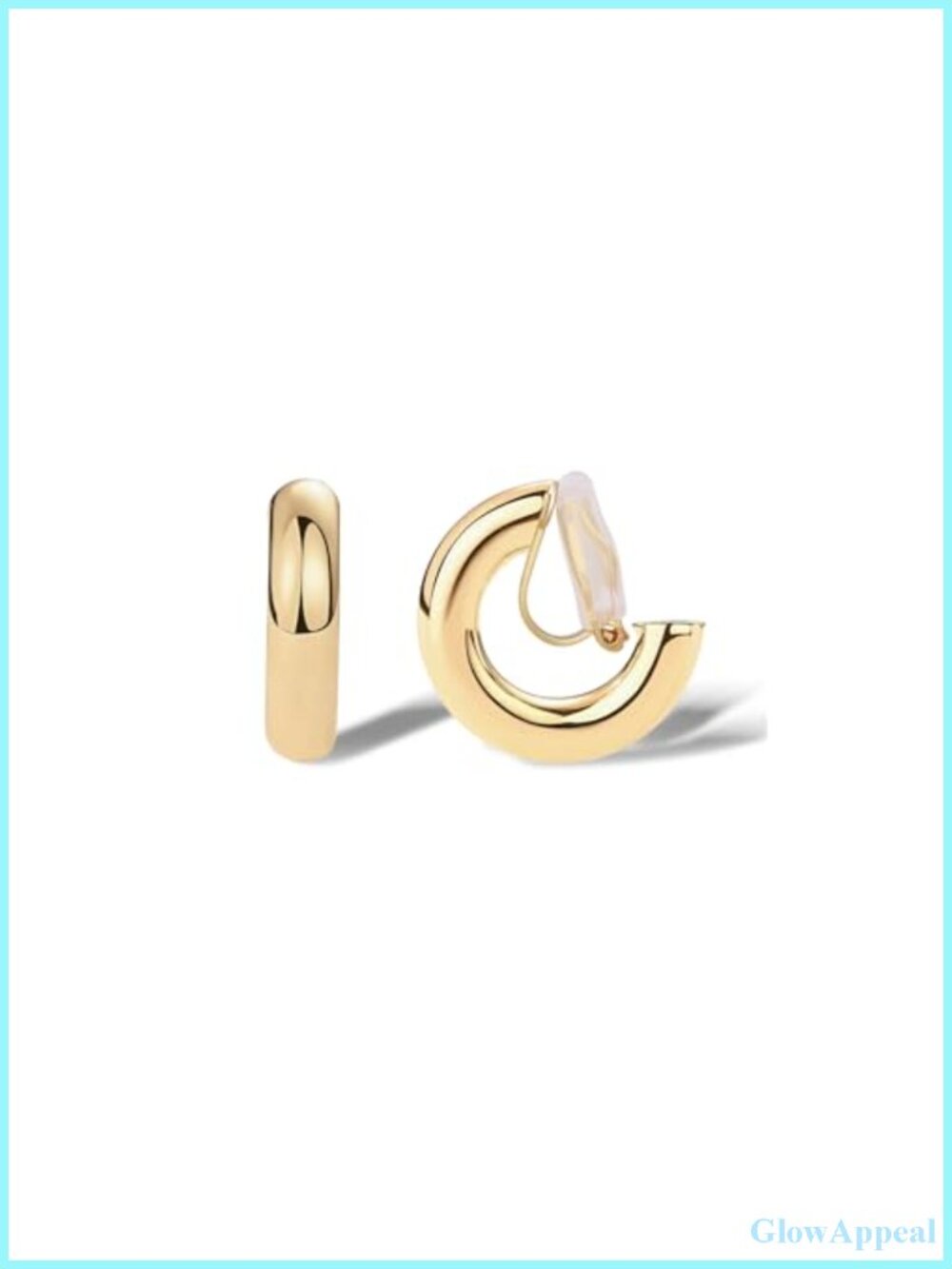 Gold Plated Clip On Hoop Earrings for Women Non-Pierced Lightweight